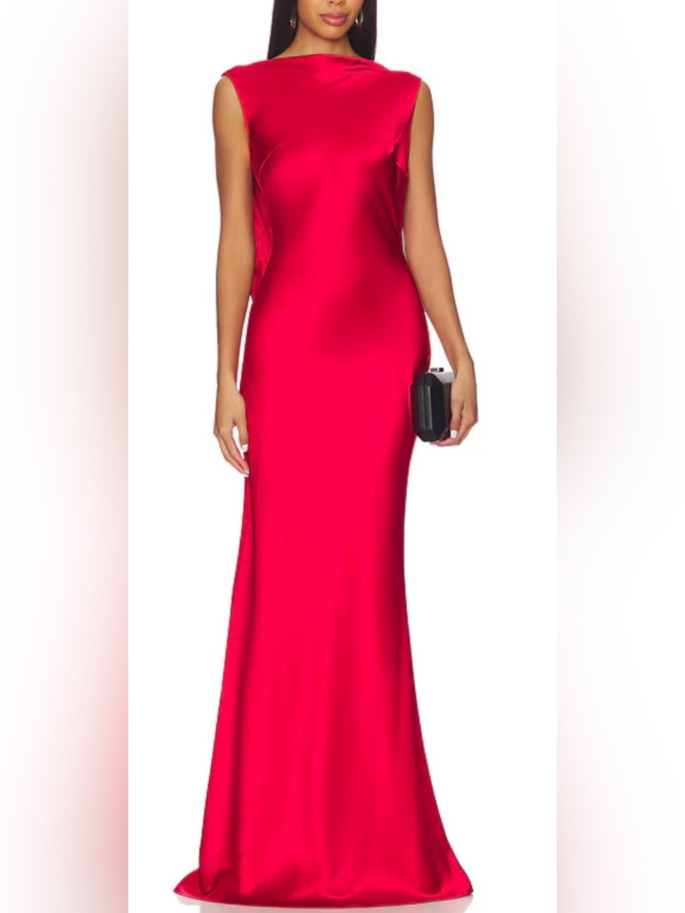 NEW SAU LEE Callie is Satin Low Back Gown in Red sz 12